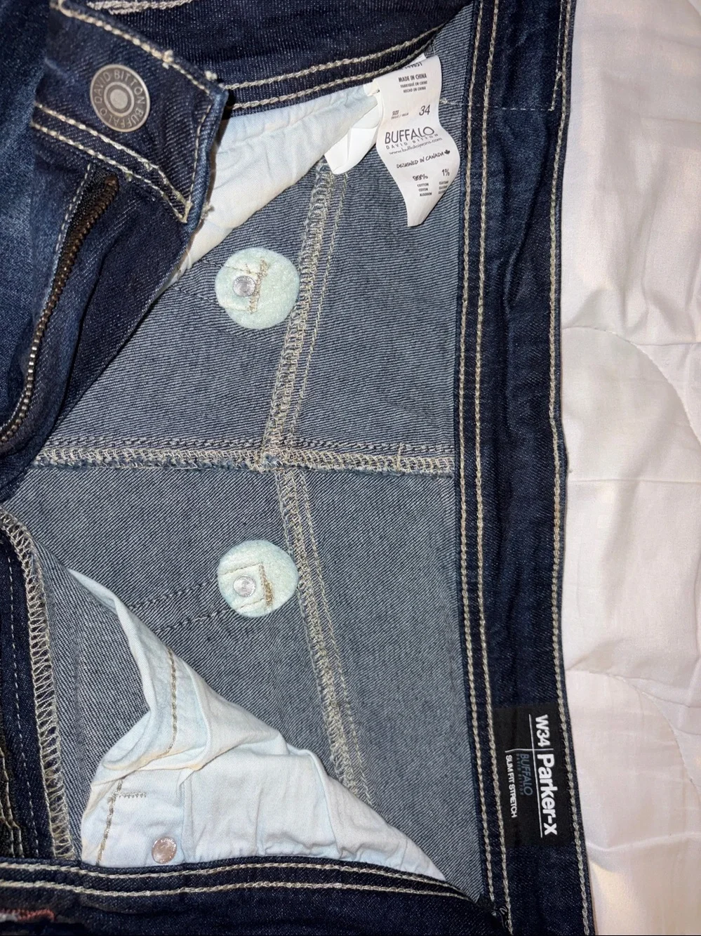 Buffalo David Bitton Distressed Light and Dark Blue Men's Jeans